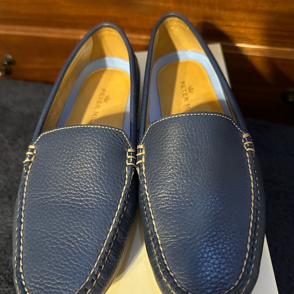 Like new blue leather Peter Millar Vare Pebble Grain Driving Loafer - Picture 7 of 7